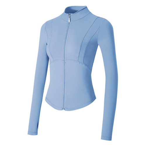 Fitness wear women's slim jacket running quick-drying zipper sports jacket top spring and summer tight yoga wear long sleeves