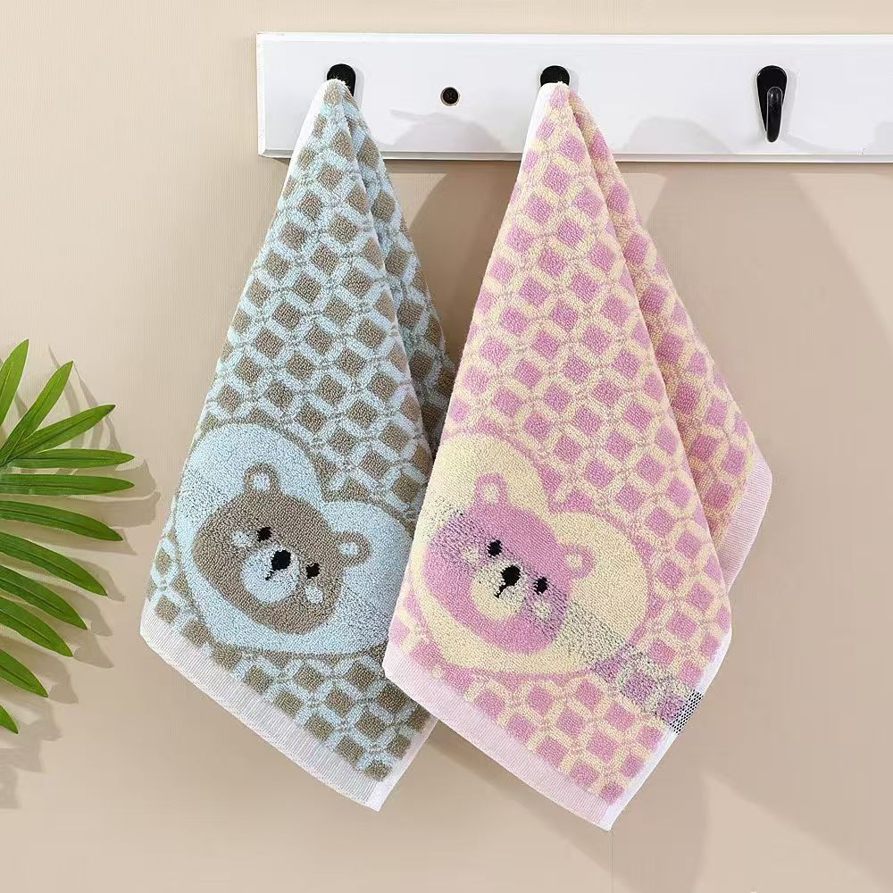 toalla de algodón suave para niños toalla de baño doméstica jardín de infantes no es fácil de caer Jacquard toalla de absorción de agua suave para niños