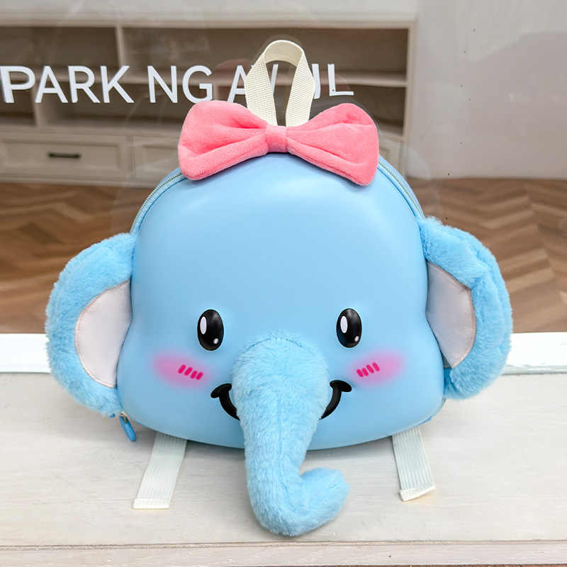 321新款儿童卡通双肩包大象狮子毛绒可爱幼儿园书包儿童书包