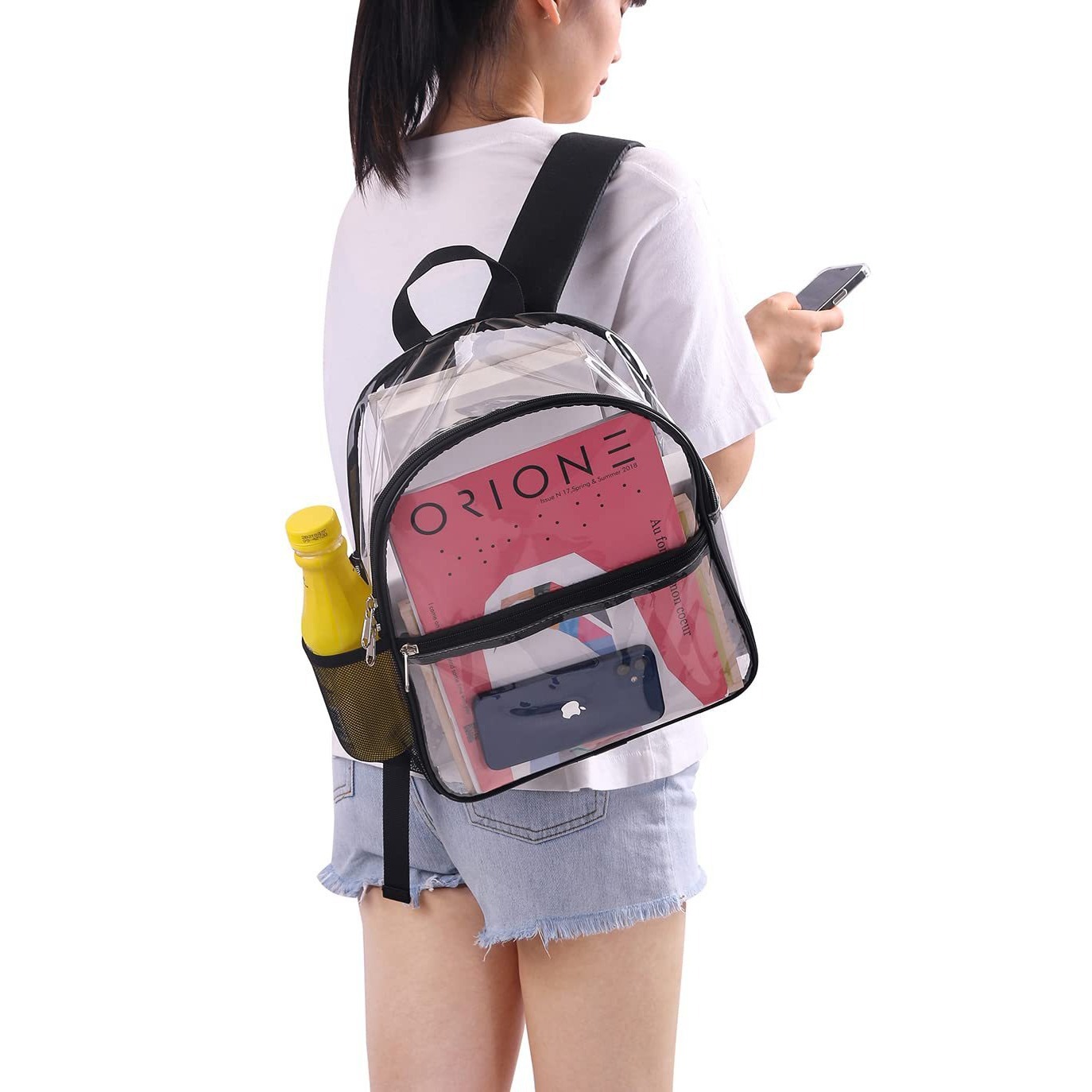 Transparante mini-rugzak met opbergruimte, modieuze draagbare waterdichte PVC-rugzak met grote capaciteit_voghion.com