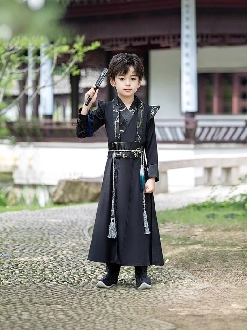 Trajes antiguos para niños, vestidos chinos, vestidos chinos, vestidos de primavera y verano, vestidos de rendimiento de tres caracteres