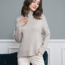 欧美2022秋冬新品时尚针织衫长袖高领毛衣纯色休闲女宽松毛衣外贸