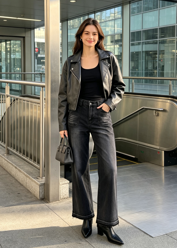 Jeans Rectos para Mujer de Mezclilla Elástica, Cintura Alta, para Uso Casual