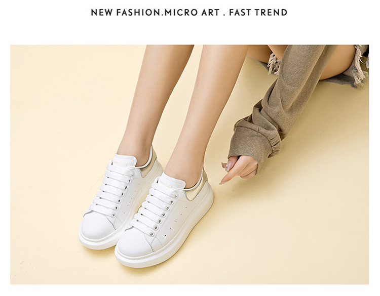 P Scarpe Bianche Donna S Nuova Pelle Casual Versione Alta Studente con Suola Spessa_voghion.com