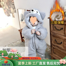 网红婴儿童宝宝连体衣达菲可爱动物装爬爬服睡衣外出春秋冬款