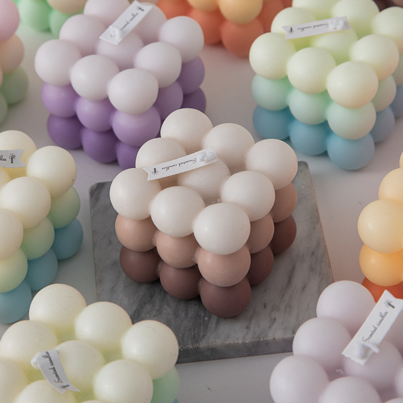 Velas aromáticas cúbicas transfronterizas al por mayor, regalos de cumpleaños, adornos creativos populares, accesorios para fotos DIY, degradado