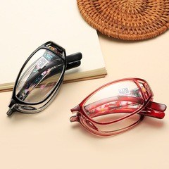 New folding anti-blue light reading glasses, four-leaf flower ordinary reading glasses, long-sighted glasses, fashionable reading glasses for the elderly