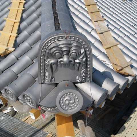 银灰古马头墙滴水瓦陶土板瓦唐宋硫璃古建屋面飞鸟瓦片生产定制