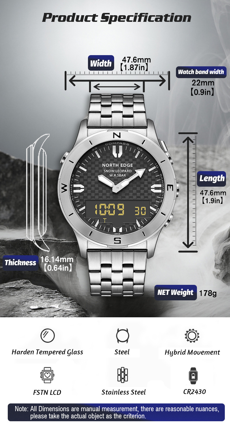 Waterdichte smartwatch met hoogtemeter barometer en kompas_voghion.com