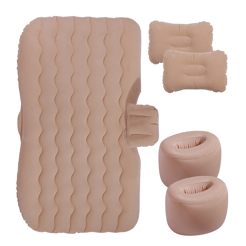 Vehicle-mounted inflatable bed | Qìchē Travel Folding Bed - wave-pattern-double-support-flocking-beige