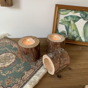 Ins Style Tree Stump Wood Candle Original Ecological Retro Nostalgic Home Furnishings B&B Decoration
