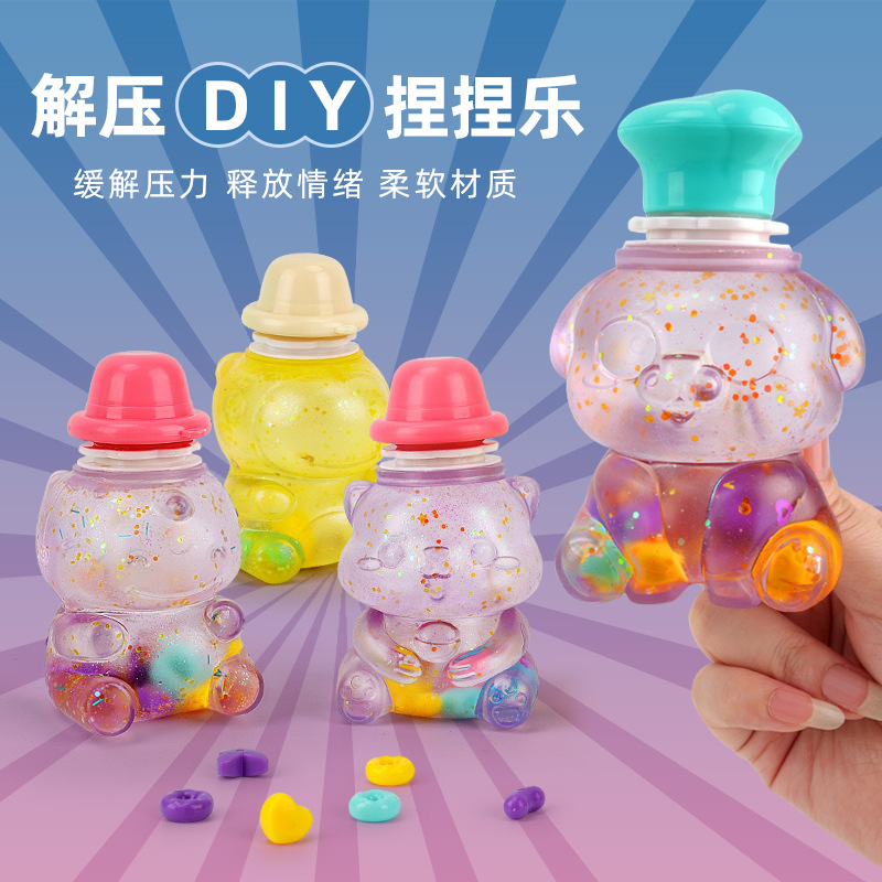 Cross-border "Nian Nian Le" stress-relief gadget: cute cartoon DIY squishy balls—students' quirky, offbeat toys for venting and relaxation