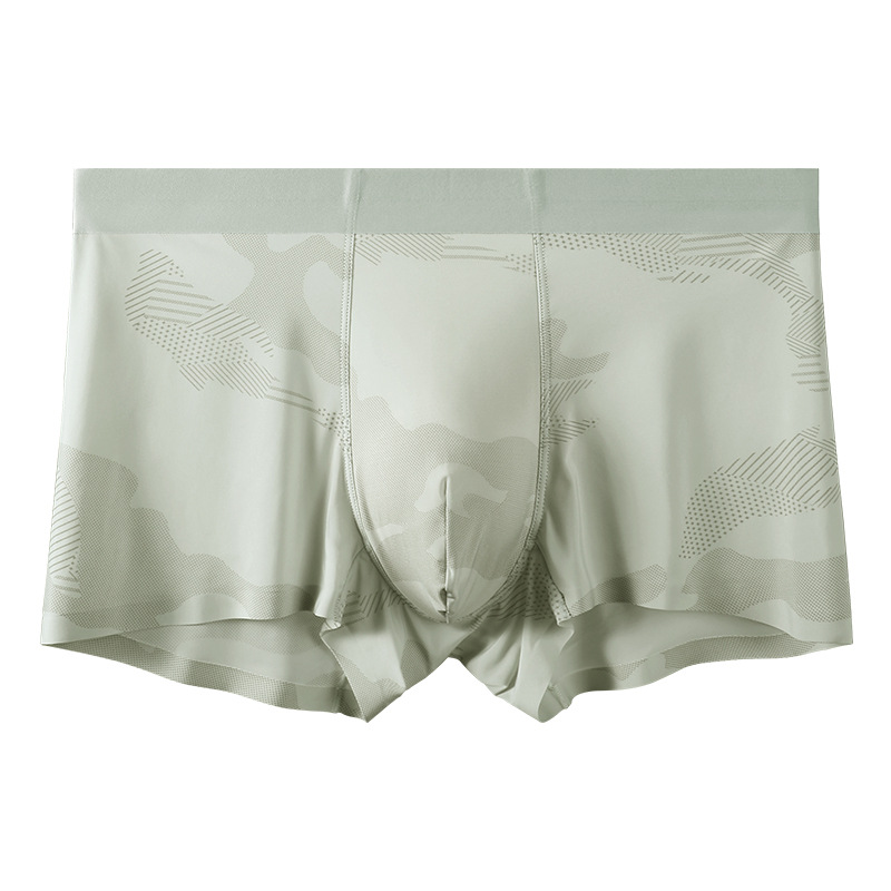 Shake sonido con calzoncillos de seda de hielo para hombres ultra delgados sensación fría transpirable 7A antibacteriana calzoncillos de hombre de cuatro esquinas