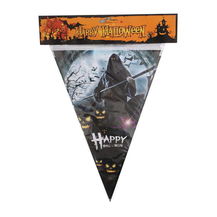 10 cuerdas de doble cara impresión de papel de Halloween triángulo bandera KTV bar centro comercial decoración atmósfera tire bandera