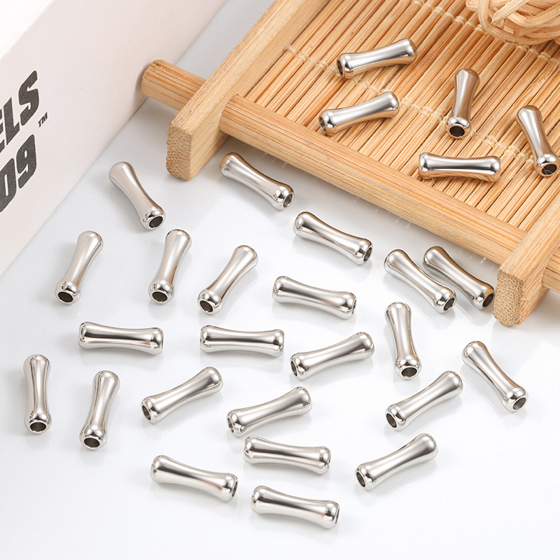 DIY Jewelry Accessories Classification Smooth Embellishment 20 PCS/Package 12 * 4mm Hole 2~2.9mm Stainless Steel Bamboo Solid Color Polished DIY Jewelry Accessories Beads
