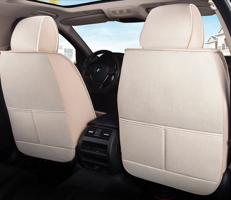 Car Seat Cushion, Universal for All Seasons, New Full-Coverage Car Seat Cover, Special Cushion, Summer Linen Fabric Cotton Seat Cover