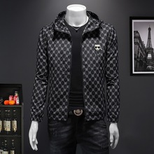 2025年春季男士外套夹克欧洲站高端大牌茄克衫连帽刺绣大码男装潮