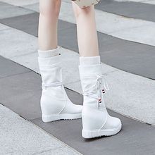 2025秋冬新款坡跟靴子女长靴内增高中筒马丁靴厚底短靴甜美学生鞋