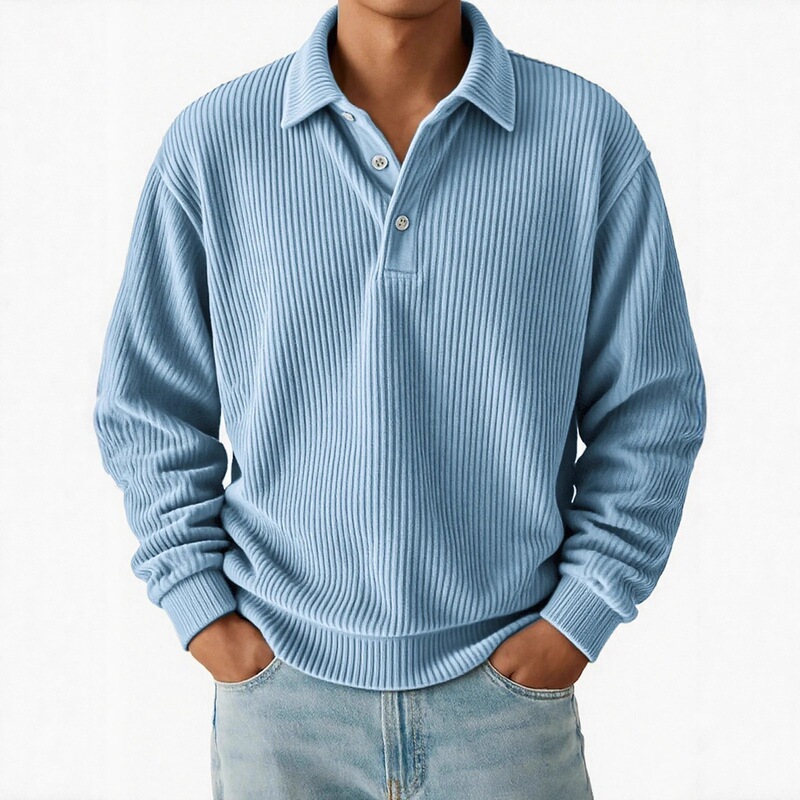 2026 Autumn/Winter European and American Cross-Border Independent Site Men's Retro Casual Corduroy Solid Color Casual Long-Sleeve Polo Shirt for Men 2026 Autumn/Winter European and American Cross-Border Independent Site Men's Retro Casual Corduroy Solid Color Casual Long-Sleeve Polo Shirt for Men