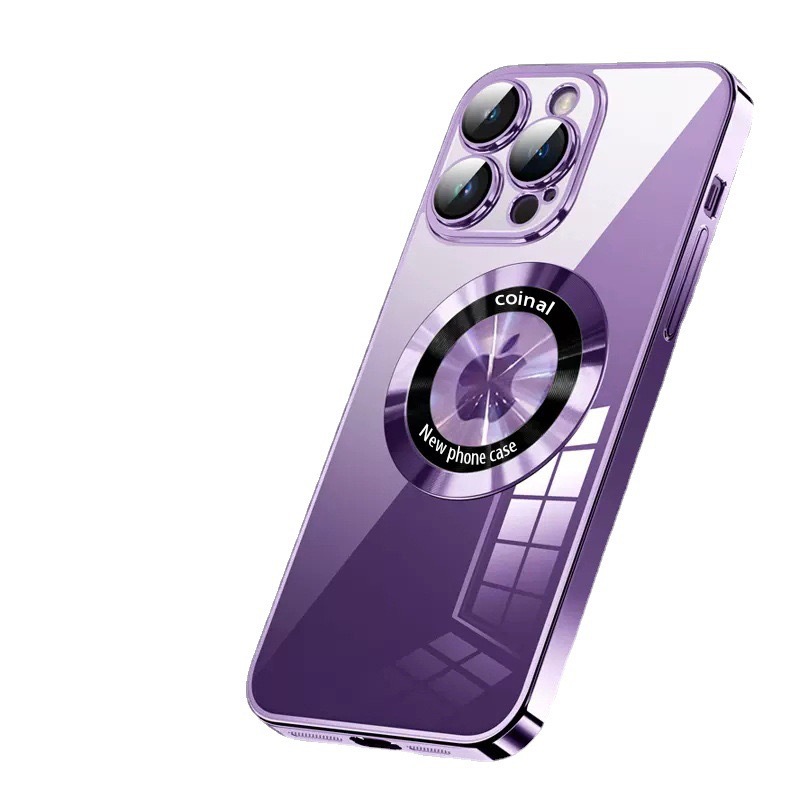 Venta directa de fábrica iphone15promax funda para teléfono móvil de Apple lupa espejo integrado de revestimiento magnético estuche suave con patrón de CD