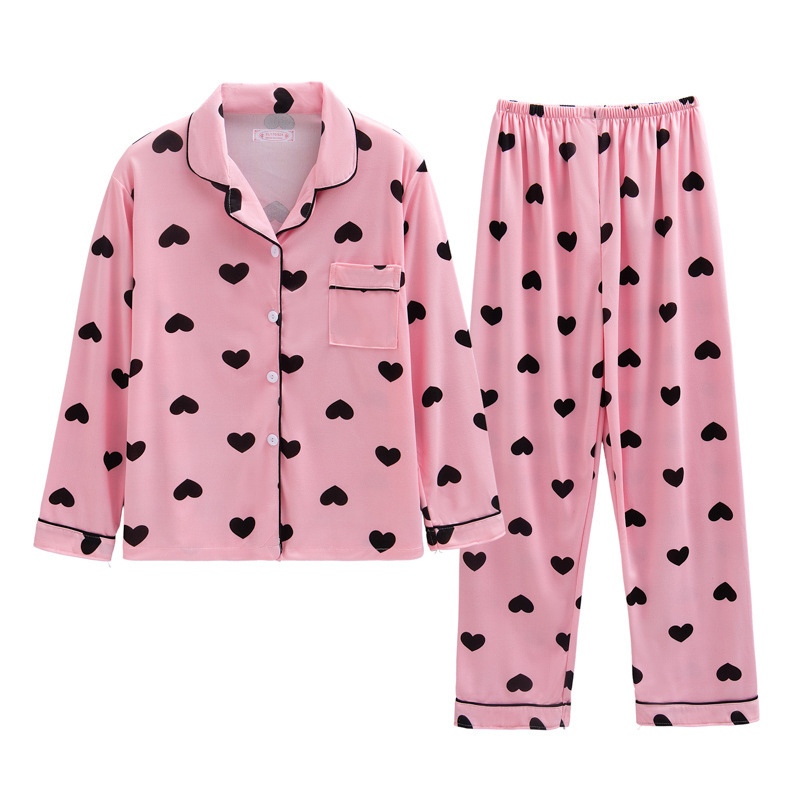 Cross-Border Women's Pajamas 2026 New Spring and Autumn Style Imitation Cotton Long-Sleeve Thin High-End Large Size Loungewear Set Cross-Border Women's Pajamas 2026 New Spring and Autumn Style Imitation Cotton Long-Sleeve Thin High-End Large Size Loungewear Set