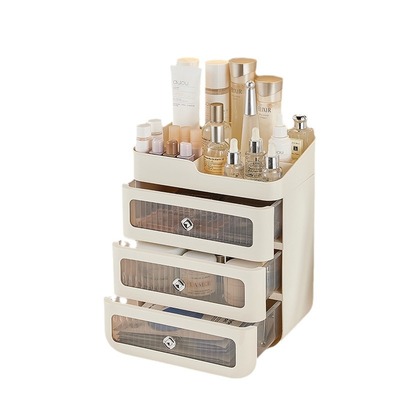 化妆品收纳盒桌面抽屉式口红面膜整理盒子防尘梳妆台护肤品置物架