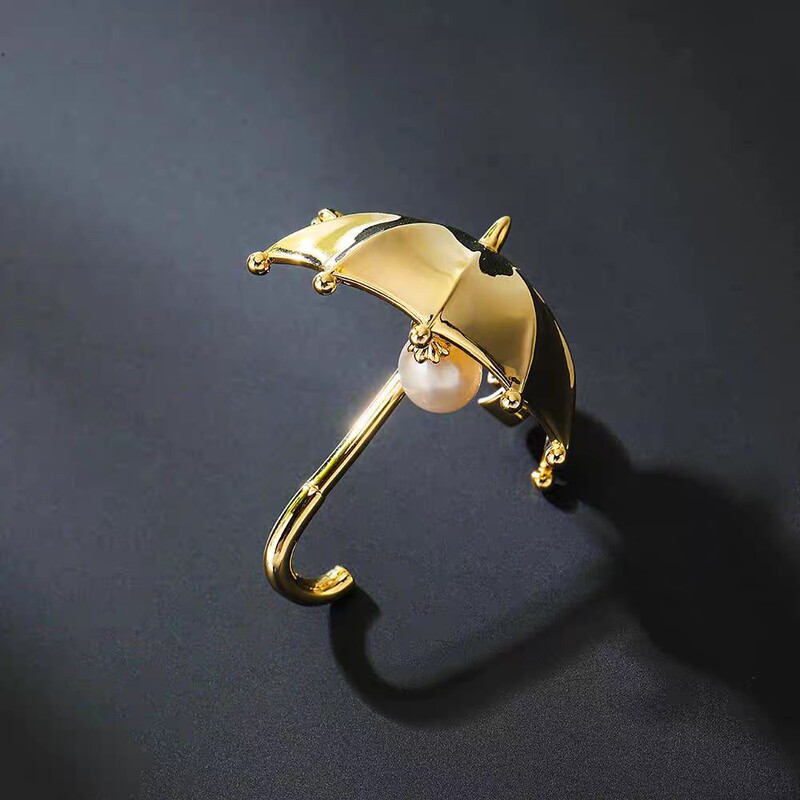 Small Umbrella Pearl Brooch Niche Exquisite High-End Three-Dimensional High-End Corsage Fashion Stylish Versatile Pin Accessories