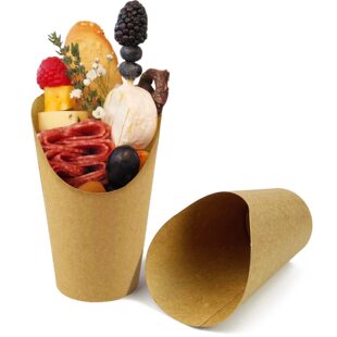 French Fries Rack Disposable Paper Fried Cup Charcoal Cup Kraft Paper snack box Appetizer Cup Party Supplies