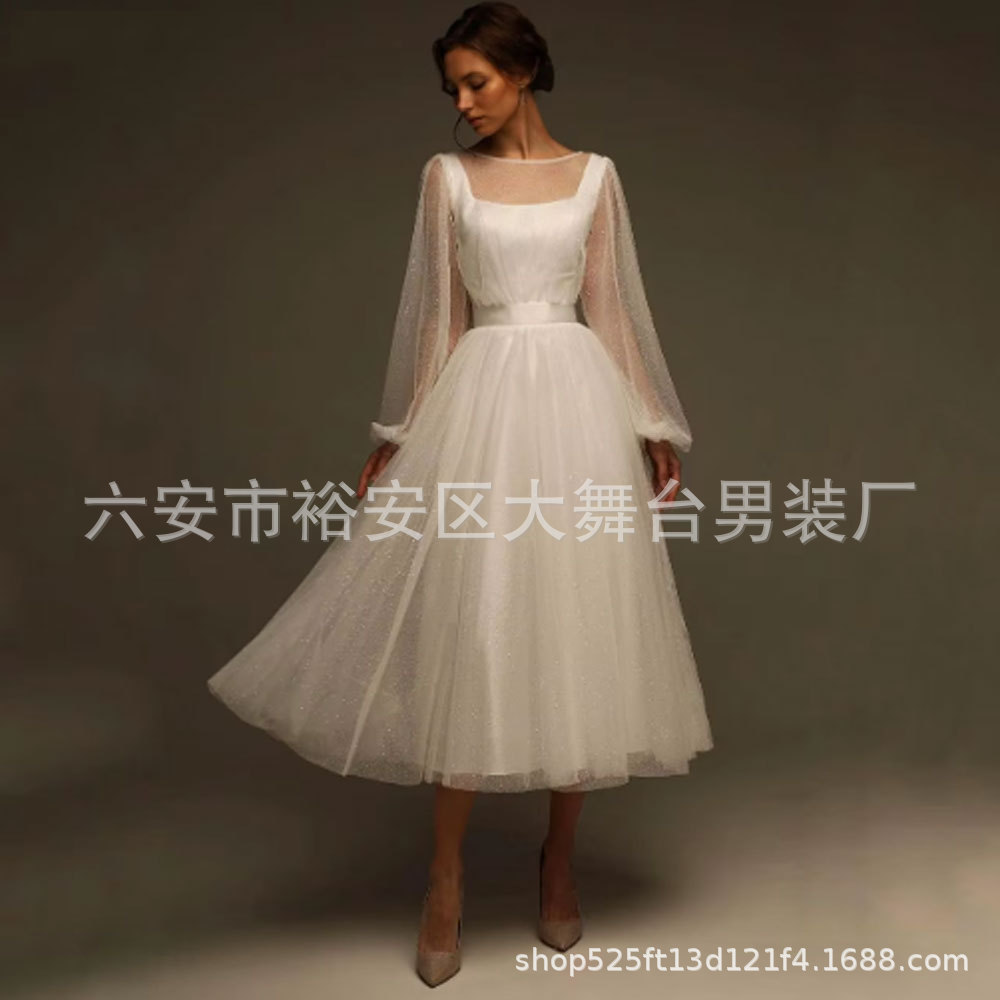 European and American Foreign Trade Amazon AliExpress Independent Station Women's Evening Dress A Short Wedding Dress Elegant Dress for Prom