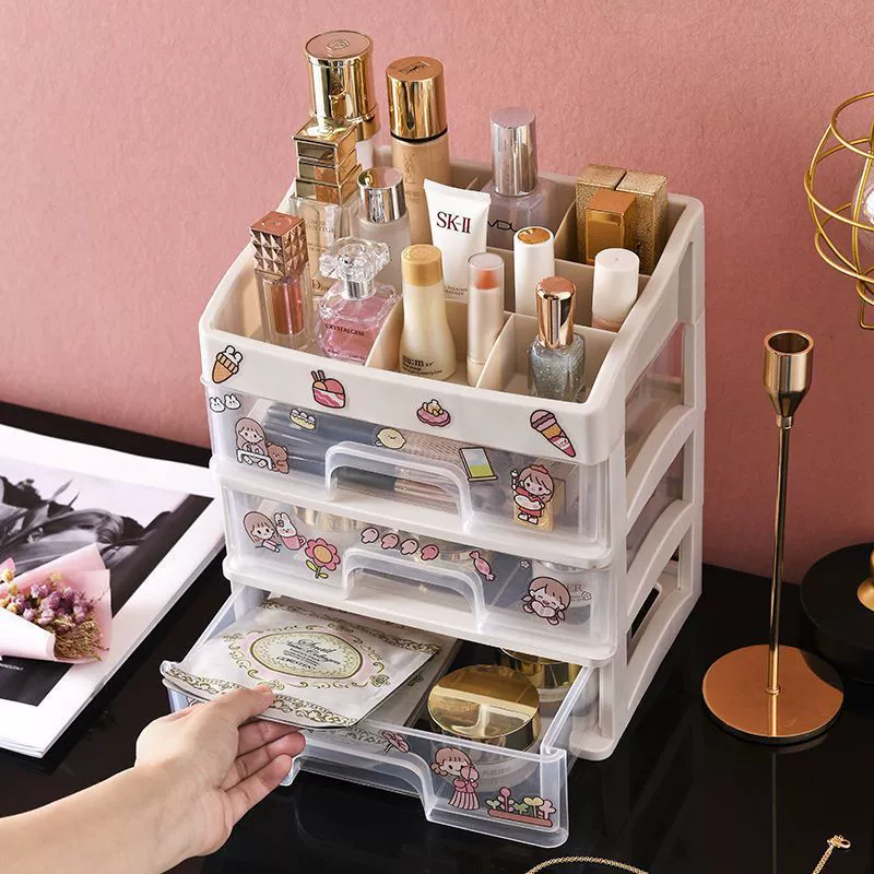 Makeup box, storage box, plastic transparent storage system, Korean style