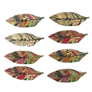 In stock wholesale new cartoon log color Indian portrait wooden retro style feather decorative button