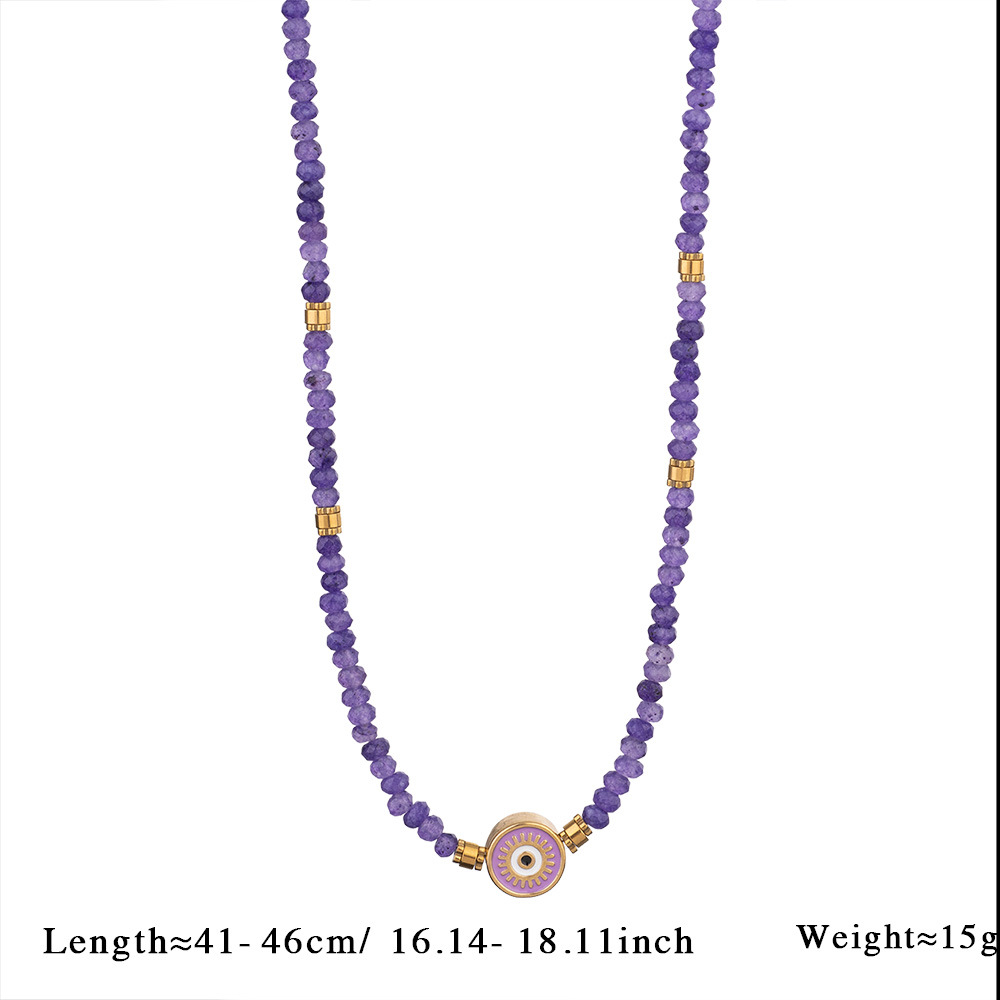 20g Weight Titanium Steel Pendant Material Necklace Classification Natural Stone Chain Material Beaded Chain Chain Type 1 Piece Quantity Holiday, Daily Occasion 304 Stainless Steel, natural stone Material Round Pattern All Seasons Season Women's Gender Vacation, Classic Style Style Vacation Classic Style Round 304 Stainless Steel Natural Stone Beaded Chain Necklace In Bulk 10