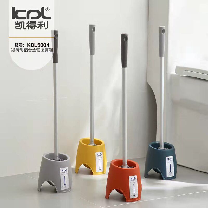 Aluminum Alloy long handle toilet brush with base no dead angle household toilet brush suit creative toilet cleaning brush