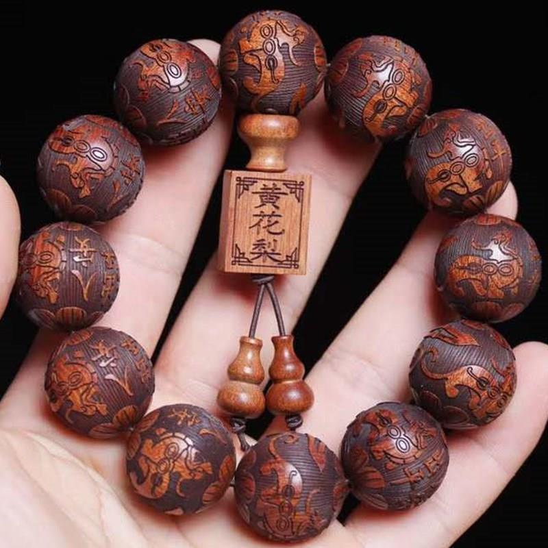 木雕刻佛珠手串男木珠文玩貔貅情侣念珠108手链女