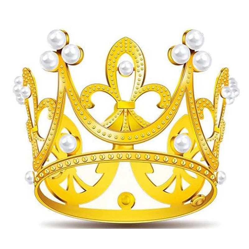 Детская круглая корона из сплава для украшения торта, подарок, аксессуары для выпечки, украшения для дня рождения, маленькие аксессуары для волос из сплава с жемчугом, орнаменты