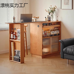 Japanese-Style Solid Wood Sideboard for Home Living Room, Tea Cabinet, Partition Cabinet, Coffee Table, Small Apartment, Homestay Bar Integrated Cabinet