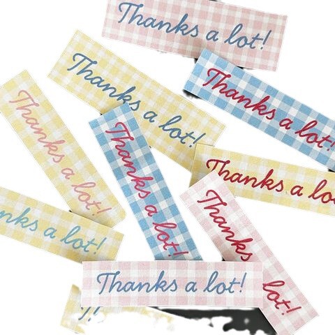 新作格子縞ins風thanks a lot長形手帳シール韓系diy手作りクッキーシール|undefined