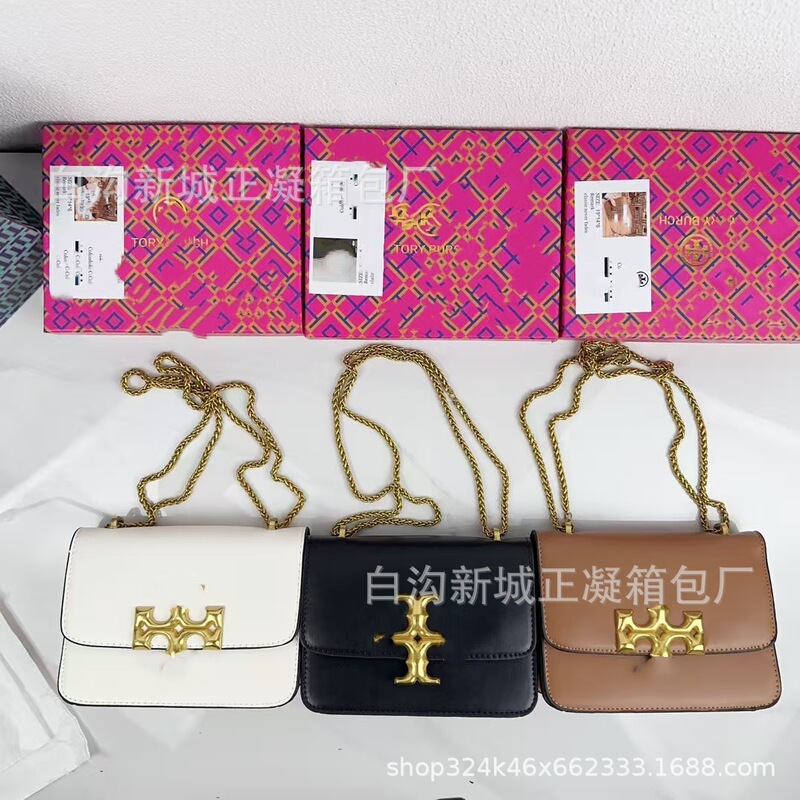 New Tb Small Gold Brick Chain Small Square Bag Tortyburch Women's Shoulder Bag Crossbody Bag