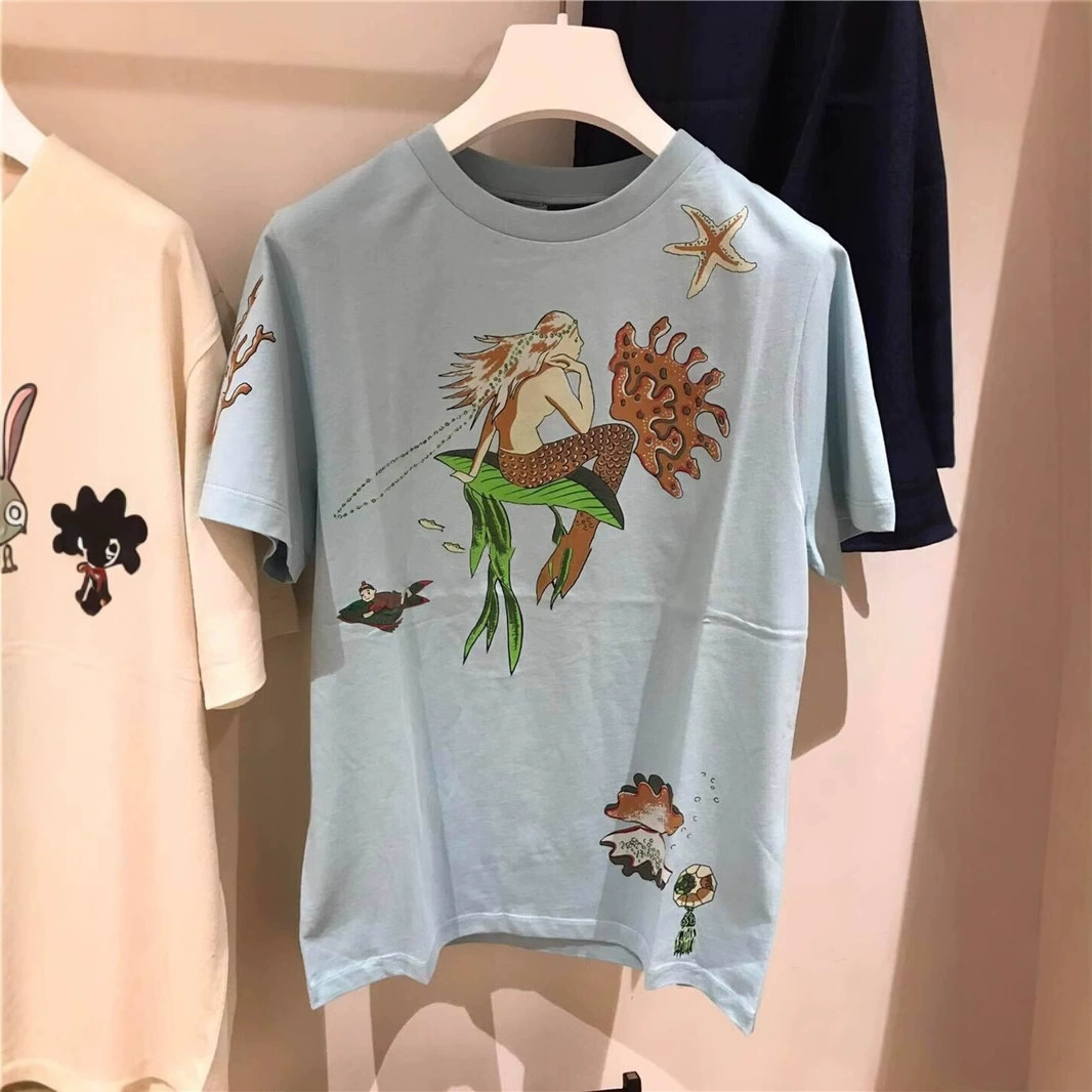 Поймать Русалку Голубая Морская звезда Русалочка Свежая синяя футболка с принтом