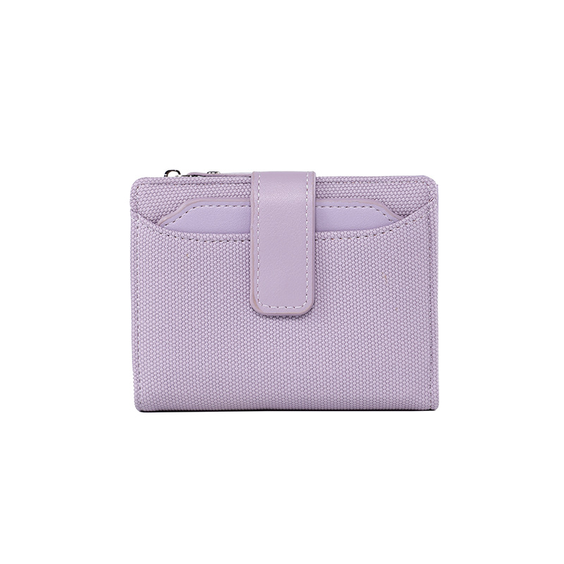 Nueva billetera para mujer, bolso de tarjeta de sentido premium para mujer, corto, 20% de descuento, color sólido, cremallera, monedero transfronterizo de poliéster, personalización