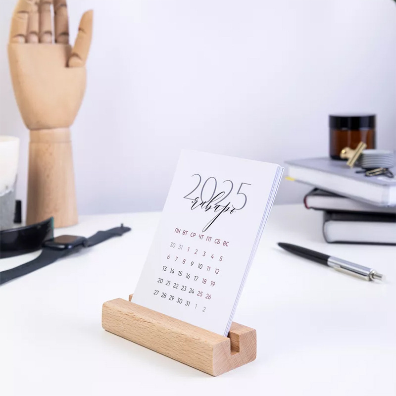 Calendario de escritorio de madera 2025, calendario de escritorio del año de la serpiente, base de calendario de escritorio creativo y simple, nuevo marco de calendario de escritorio, adornos de calendario de escritorio