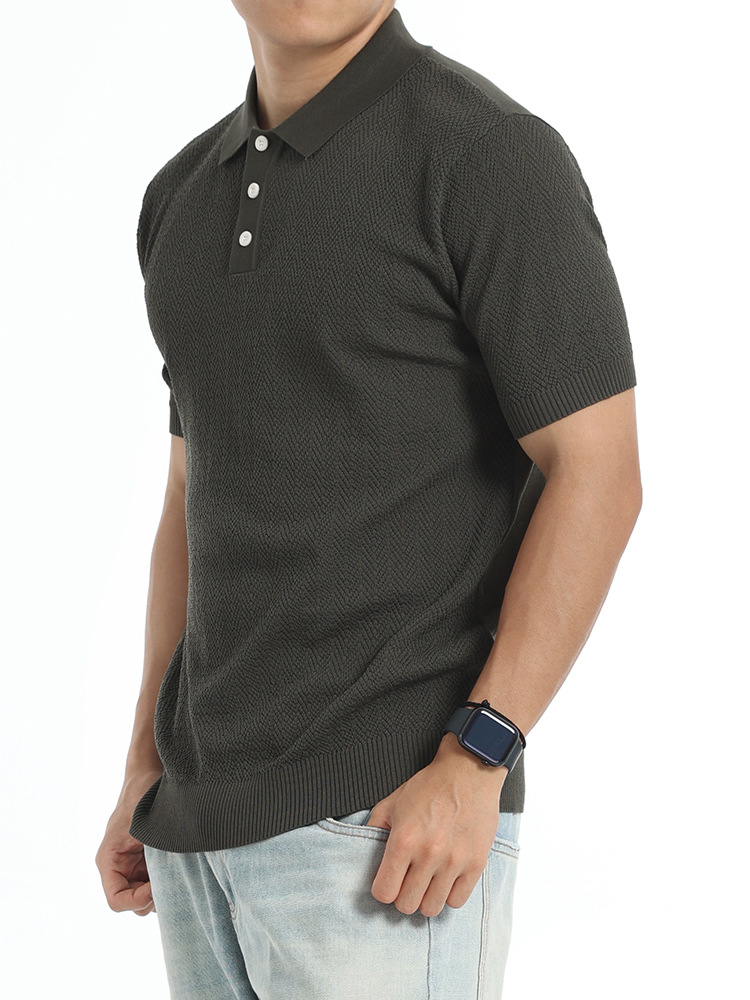 Transfronterizo texturas de hielo de alta calidad polo camiseta de hombre con solapa de manga corta camiseta de negocios casual de hombre