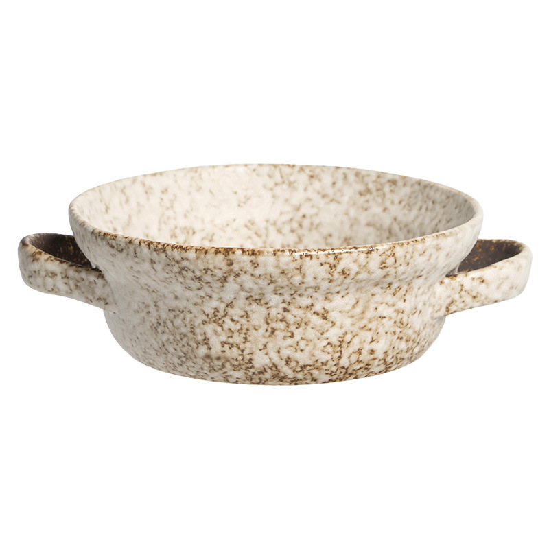 Cuencos de doble oreja de piedra característicos cuencos de cubiertos retro cuencos domésticos al por mayor cuencos de ensalada de frutas cuencos prácticos