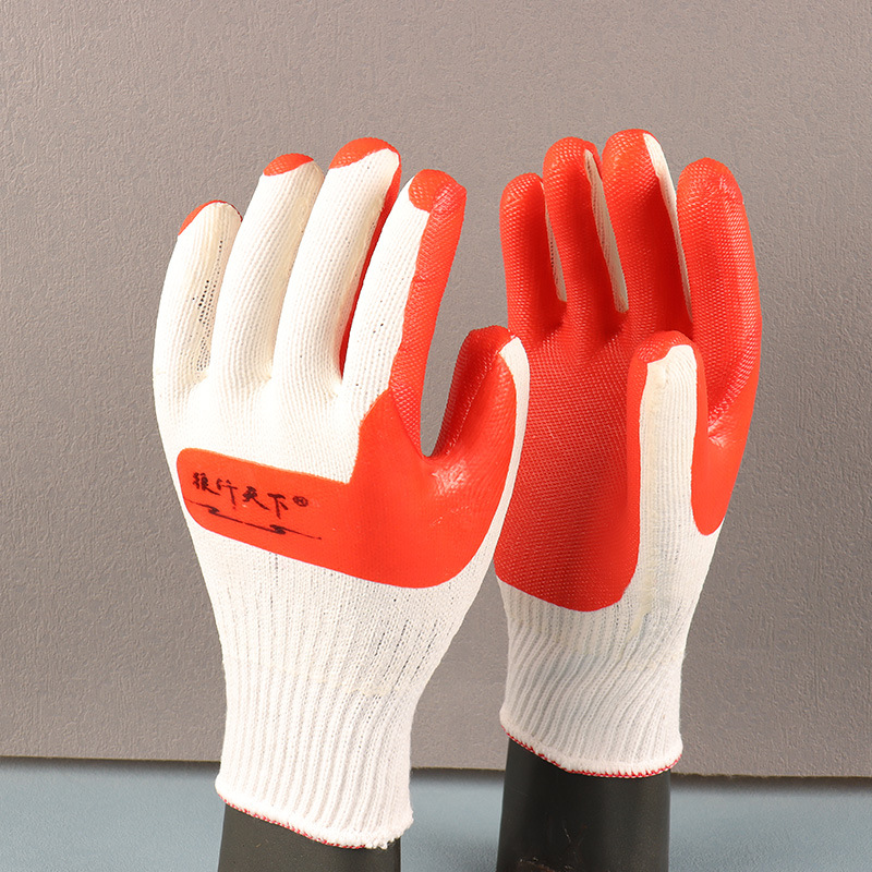 勞保加厚橡膠手套工作耐磨耐用防滑勞保手套批髮乳膠軟膠片手套