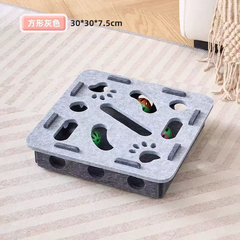 Интерактивная игрушка‑головоломка для кошек, фетровая коробка с отверстиями и колокольчиками, 0,19 кг