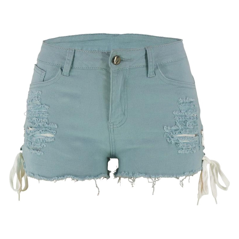 La primavera y el verano de Amazon ripped borla callos pantalones cortos independientes stand cintura baja split vendaje las mujeres en stock