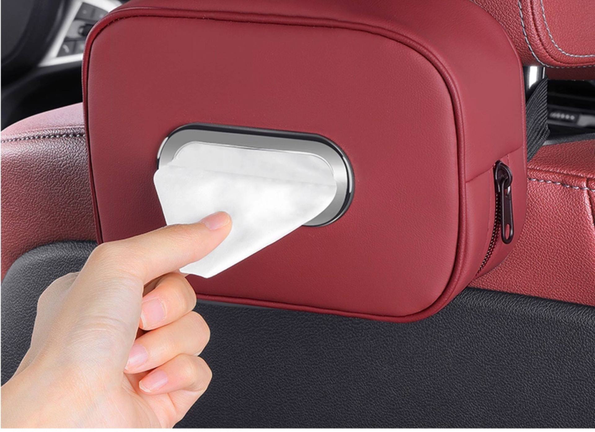 Cross-Border Car Tissue Box, Armrest Box Napkin Holder, Seat Back Hanging Tissue Bag, High-End Car Tissue Hanging Bag