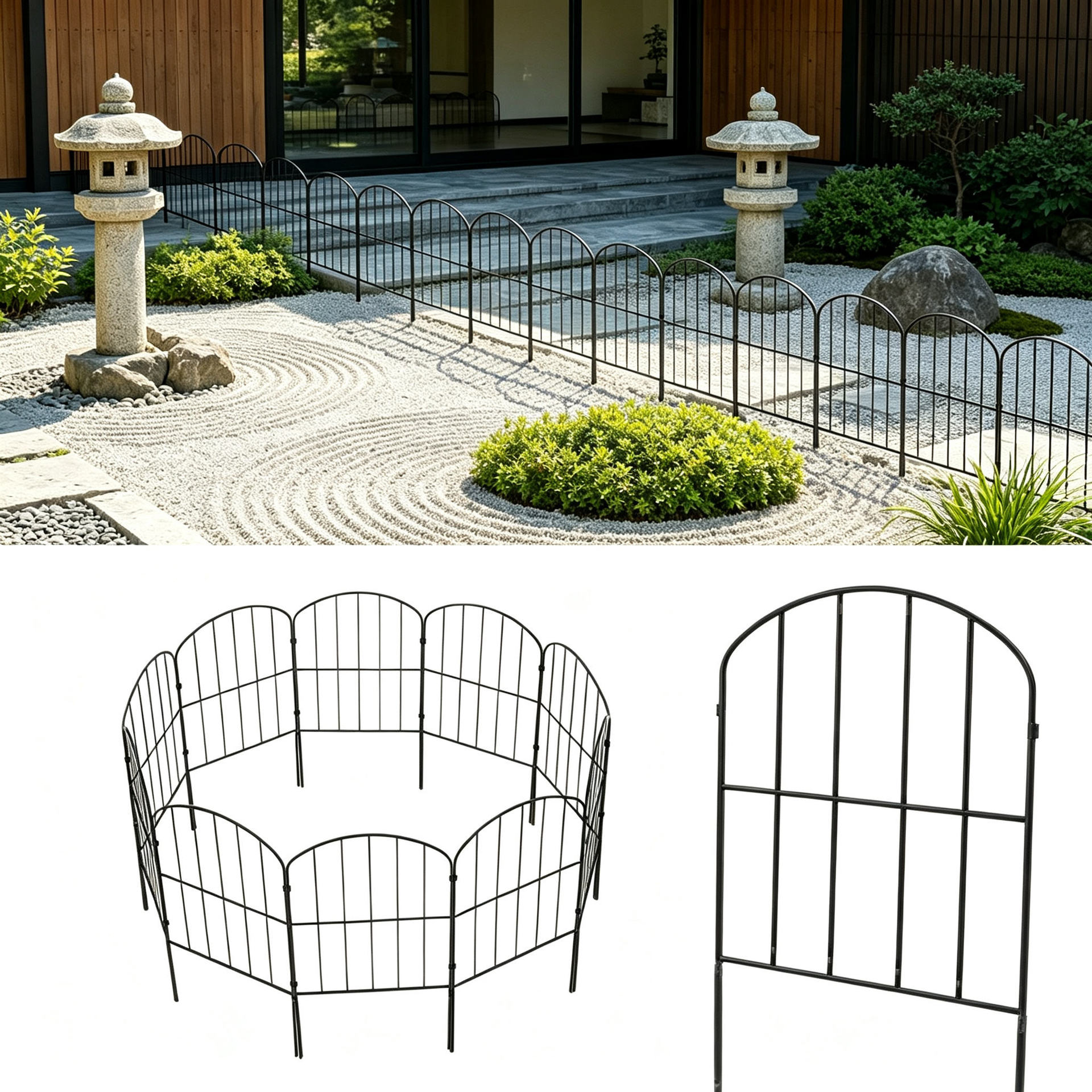 Ferro forjado transfronterizo al aire libre inserción de césped valla metal jardín decoración borde valla barrera animal marco de jardinería image 1