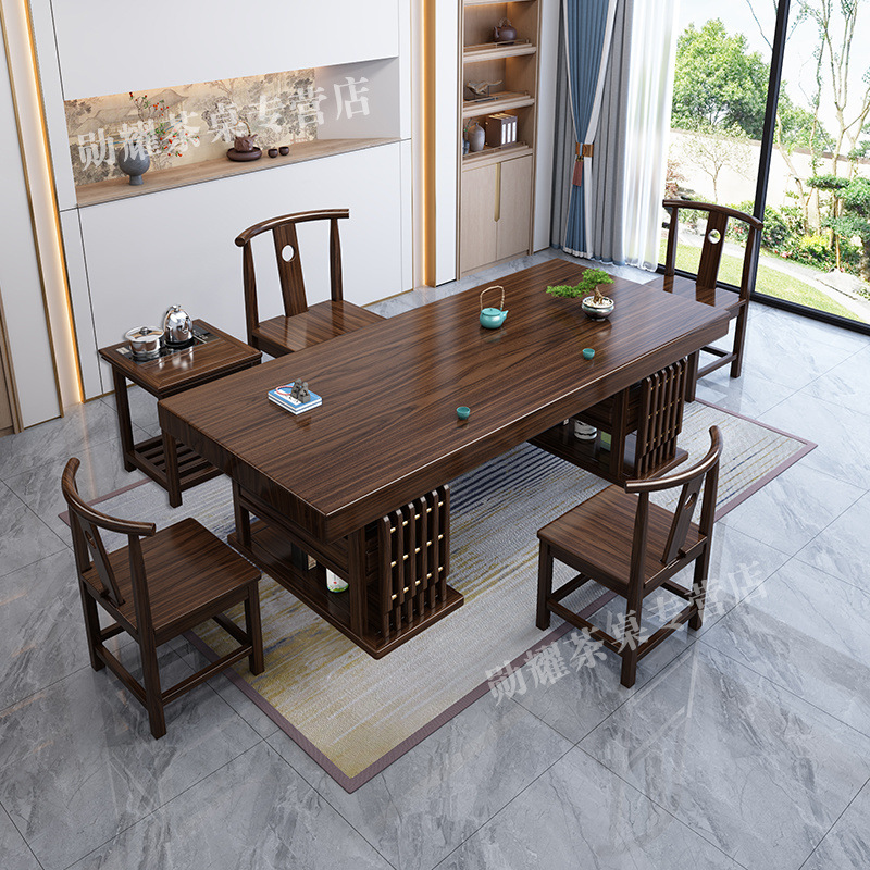 Nueva mesa de té china de madera sólida, mesa de té y silla, nueva mesa de té de oficina doméstica integral, mesa de té de kung fu