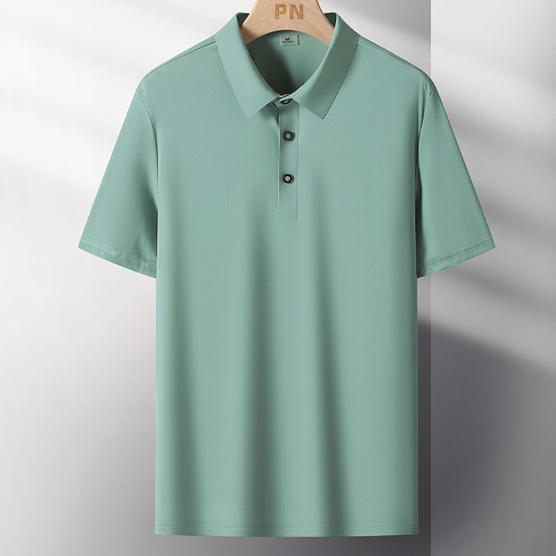 Camiseta de verano de hielo de manga corta Polo para hombre delgada ropa de papá con solapa de ropa de negocios casuales camiseta de papá para hombre